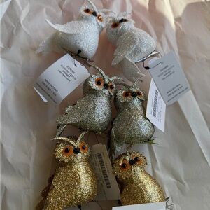 Glittery Owl‎ Ornaments Set